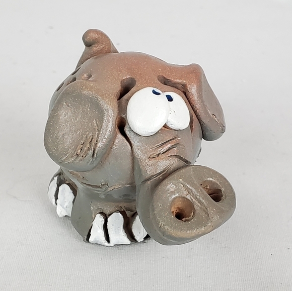 Vintage Other - VTG signed Chubby hand molded tiny silly Elephant figurine